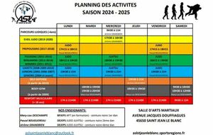 Planning des activités 2024-2025