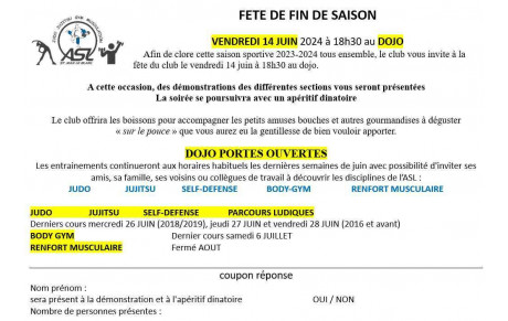 Fête du club - vendredi 14 juin 2024 à 18h30